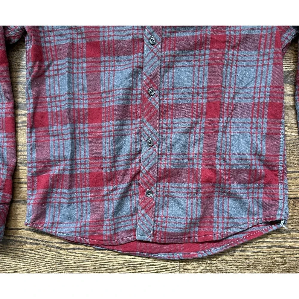 The North Face Mens Approach Flannel Shirt Red Gray Plaid Long Sleeve M